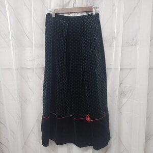 VTG Susan Bristol Green Velvet Skirt Y2K Midi Boho Retro Whimsygoth 6